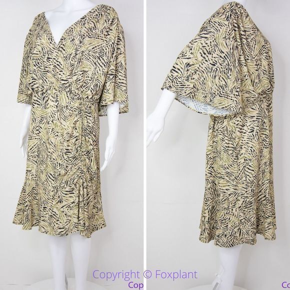 NEW Eloquii wrapped flutter sleeves animal print dress, size 24 - Picture 3 of 16